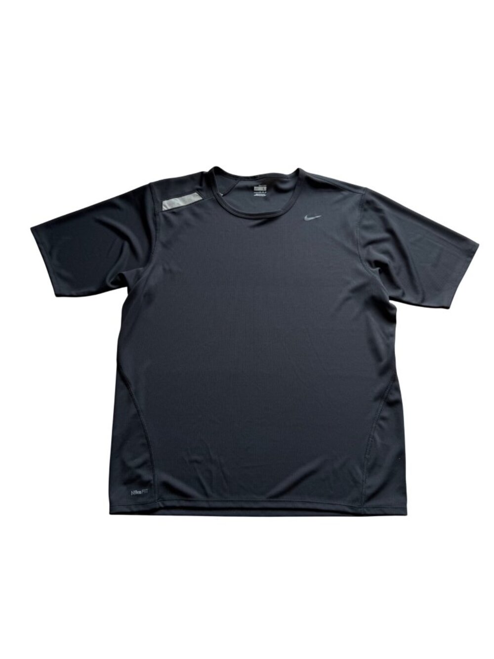 Nike Fit Dry Men's Athletic Shirt Black Short Sleeve Running Training Reflective